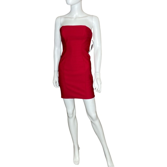 Morgan & Co Strapless Short Mini Body-con Dress Red Junior’s Sz 0 - Picture 2 of 9